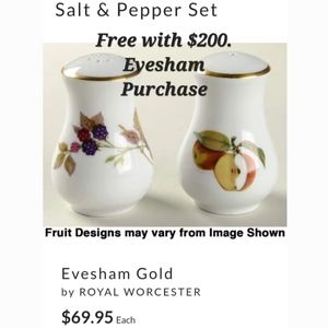 "Evesham Gold" Salt & Pepper Shakers by Royal Worcester
